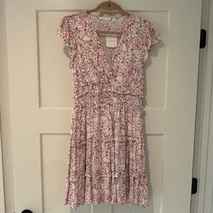 Altar'd State Floral Midi Dress - Pink and White